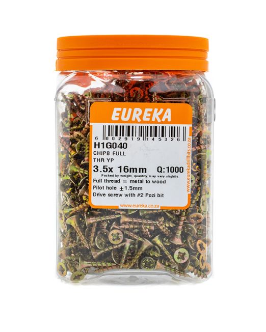 Eureka Chipboard Full Thread Yp 3.5x 16mm Q:1000