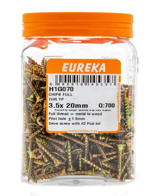 Eureka Chipboard Full Thread Yp 3.5x 20mm Q:700