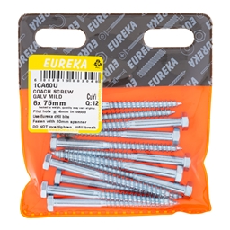 eureka coach screw galvanised 6x 75mm q:12