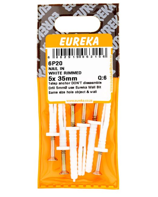 Eureka Nail In White Rimmed 5x 35mm Q:6