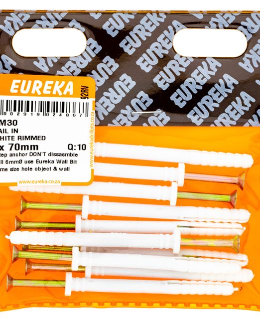 Eureka Nail In White Rimmed 6x 70mm Q:10