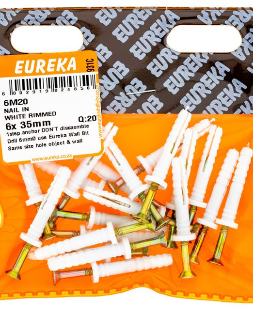 Eureka Nail In White Rimmed 6x 35mm Q:20
