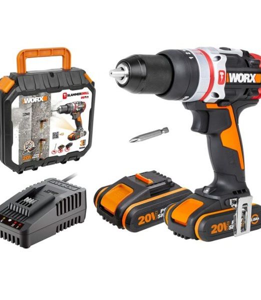 Worx SLAMMER 3-In-1 Brushless Active Hammer Drill 6000BPM 20V KIT