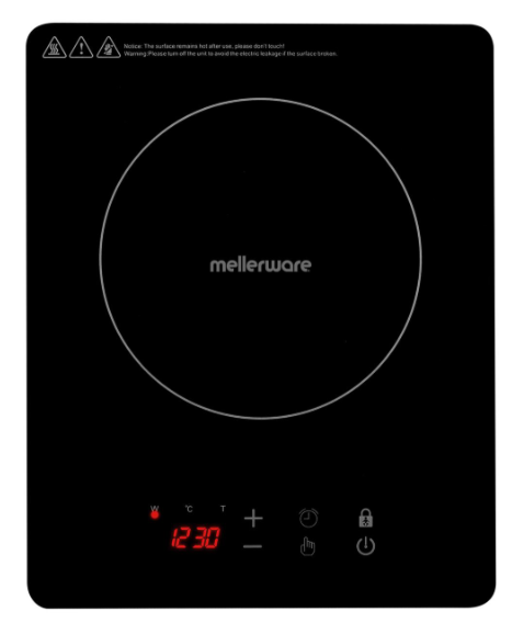 Mellerware Induction Cooker Single Glass Black 1800W